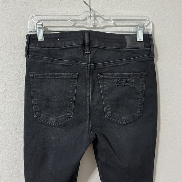 American Eagle The Lu(x)e Jean Hi-Rise Jegging Skinny Black Distressed Size 8 - Picture 10 of 16